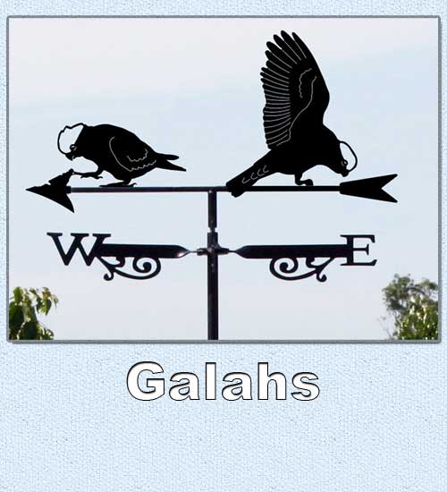 Australian made, hand made weathervane of Galahs Australian native birds